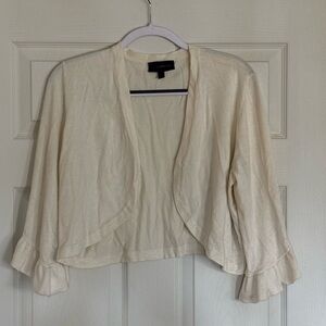 Lane Bryant Ivory Ruffle Cuff Bolero Shrug Sweater